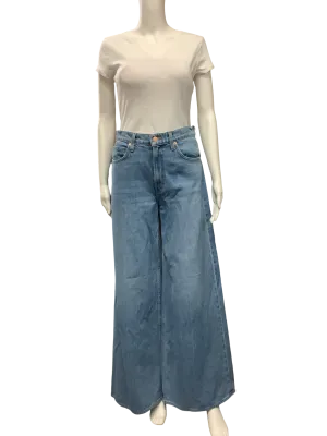 Mother Women's Snackss Pant Jean High Rise Wide Leg Blue Size 6/8