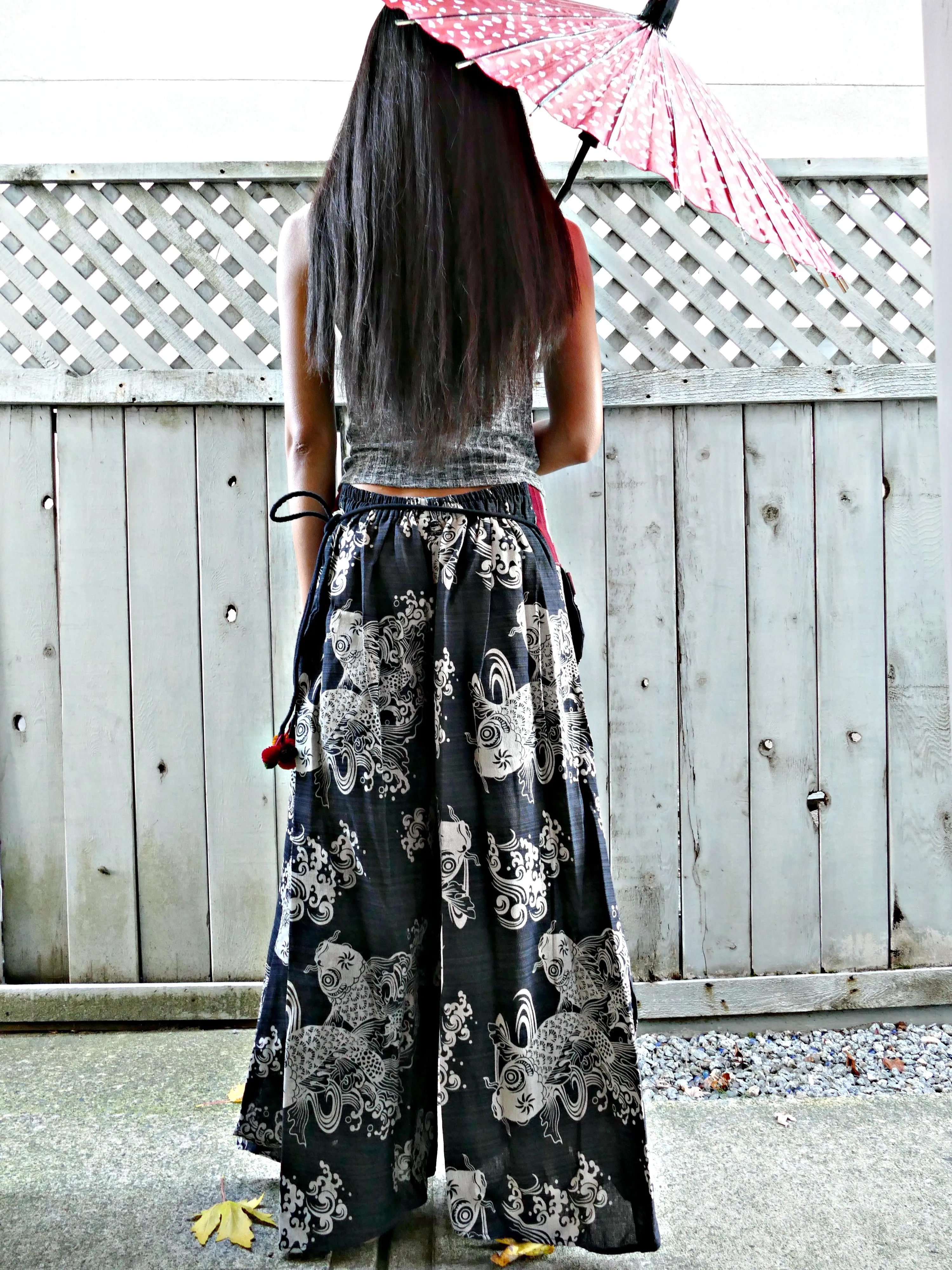 New Koi Art (BLACK NAKA) Wide Leg Pants