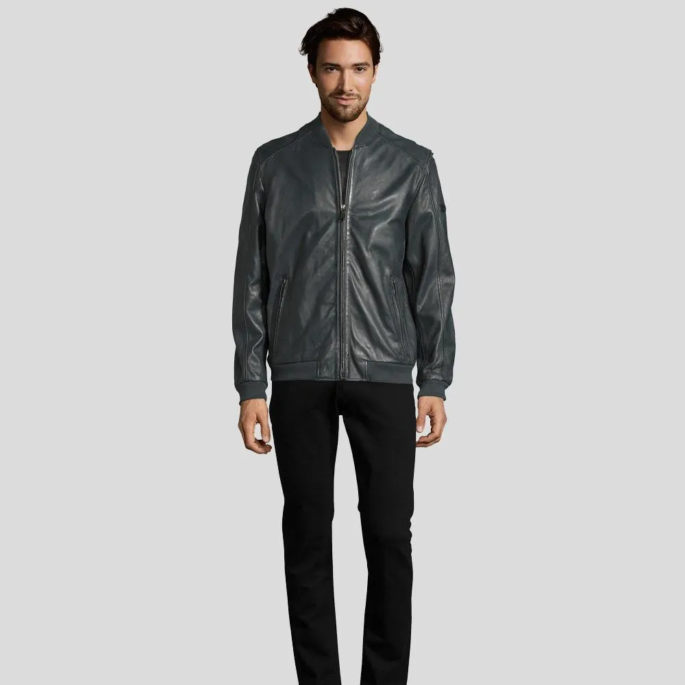 Noch Black Bomber Leather Jacket for Men