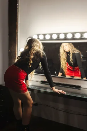 Red Denim Mini Skirt