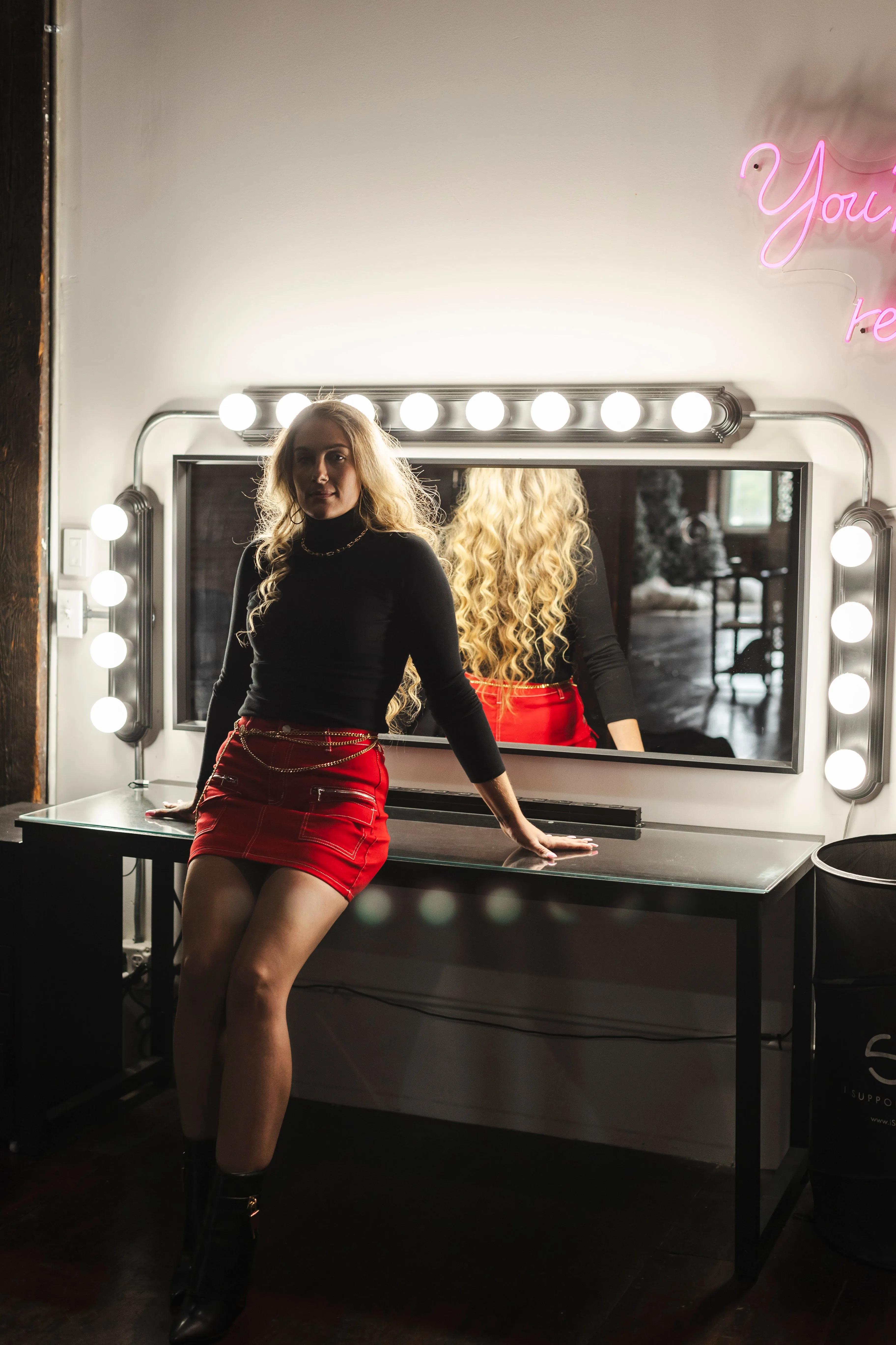 Red Denim Mini Skirt