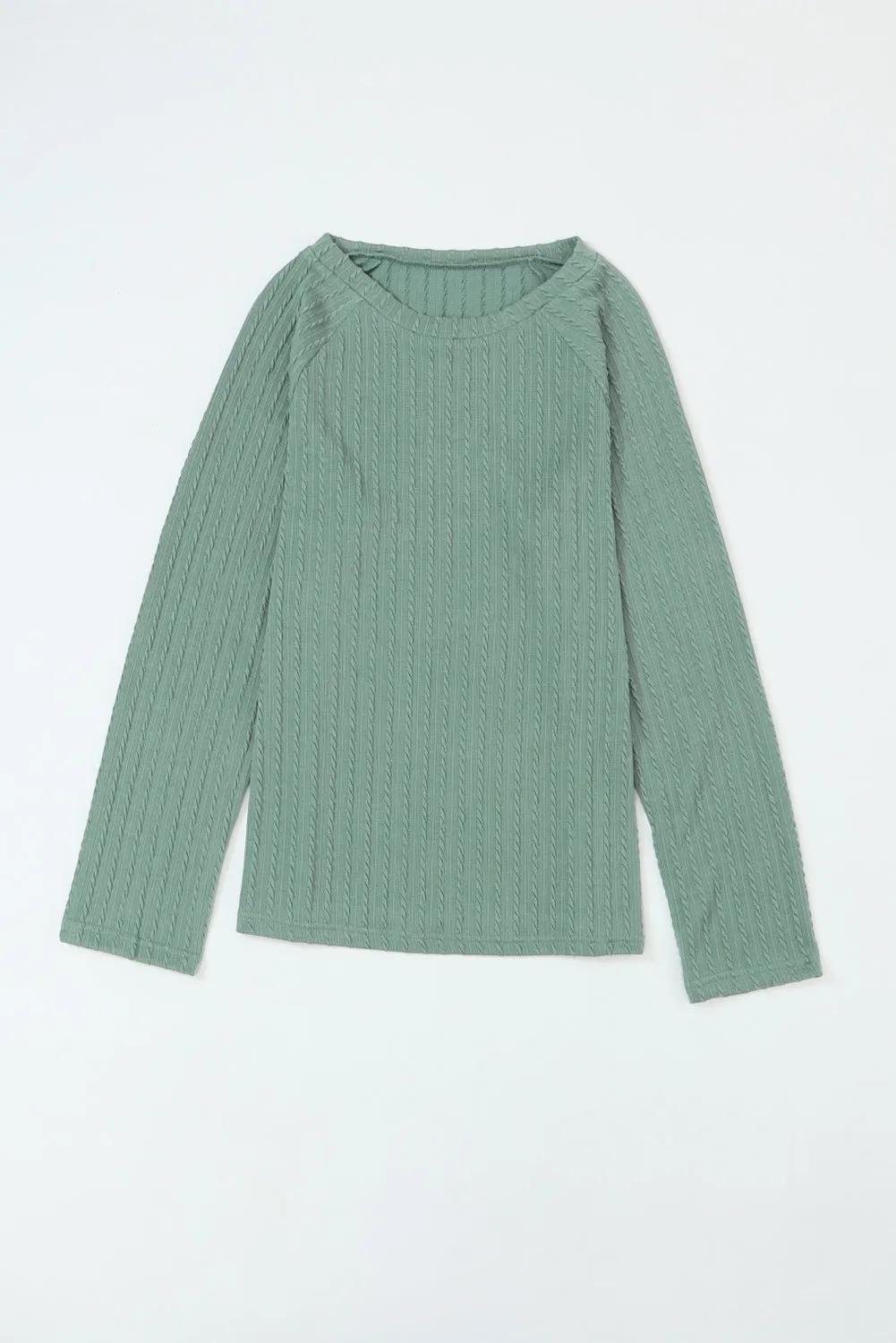 Ribbed Round Neck Knit Long Sleeve Top