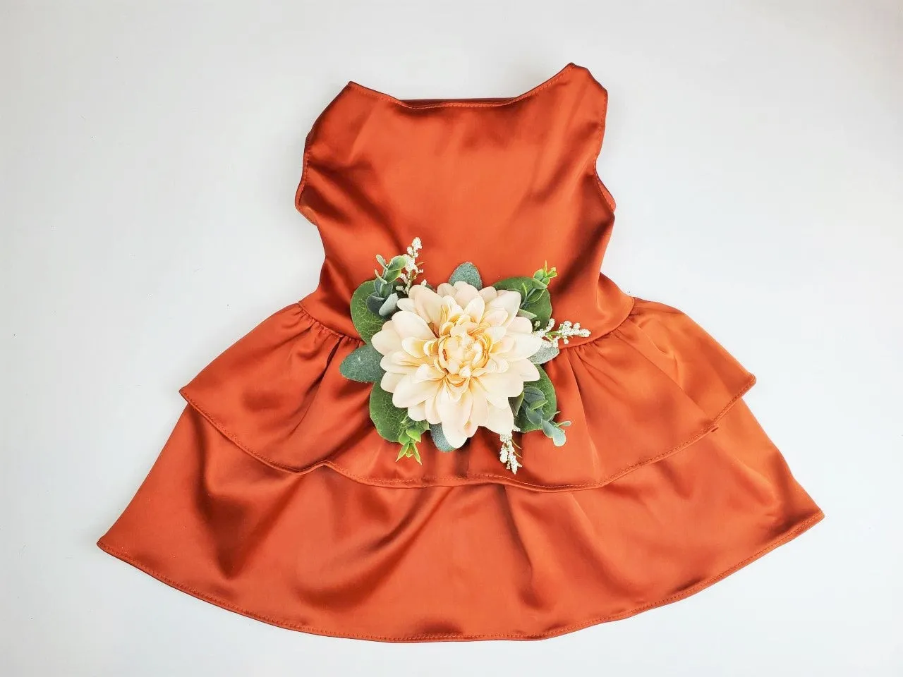 Terra Cotta Satin Dog Dress | The Bobbie