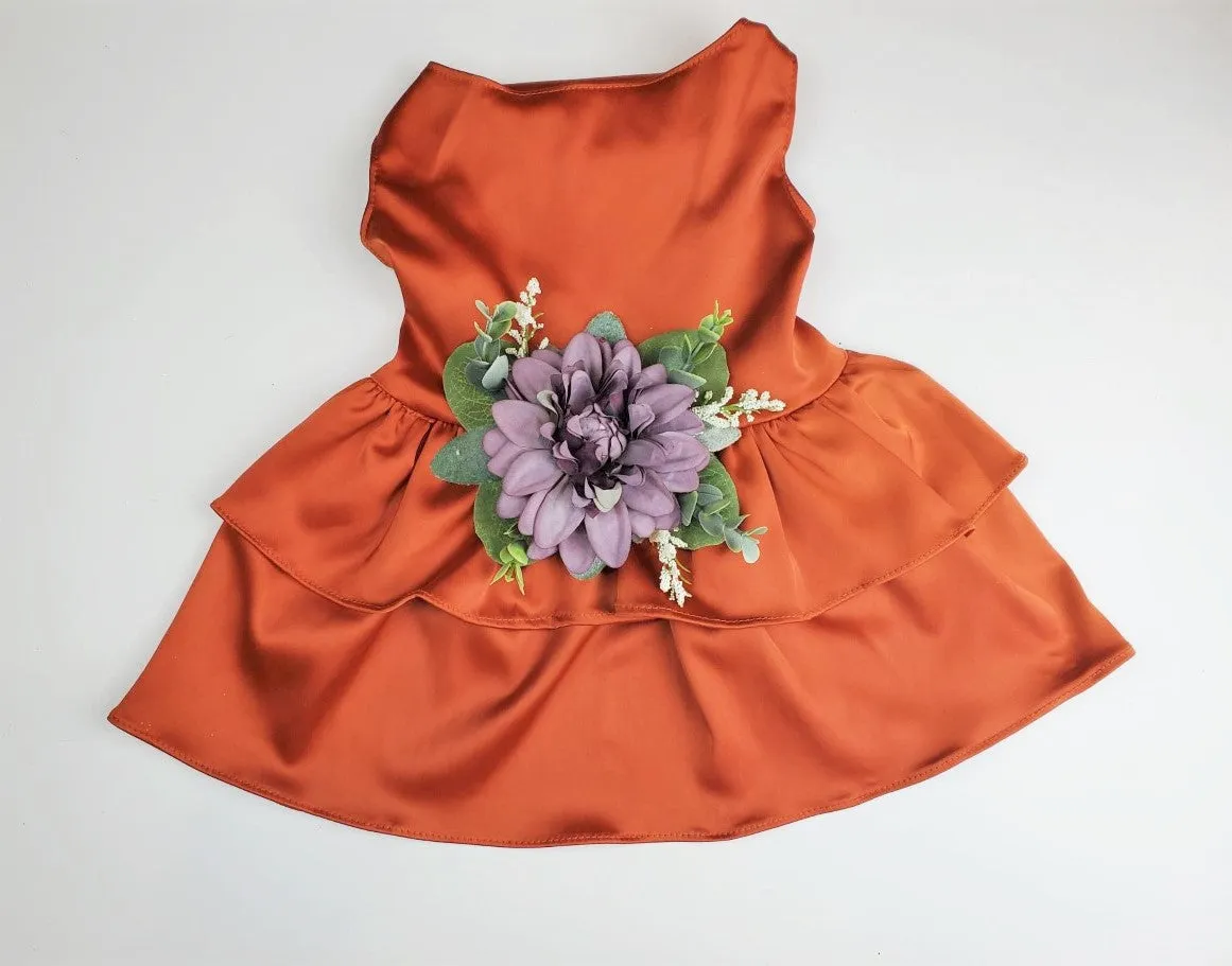 Terra Cotta Satin Dog Dress | The Bobbie