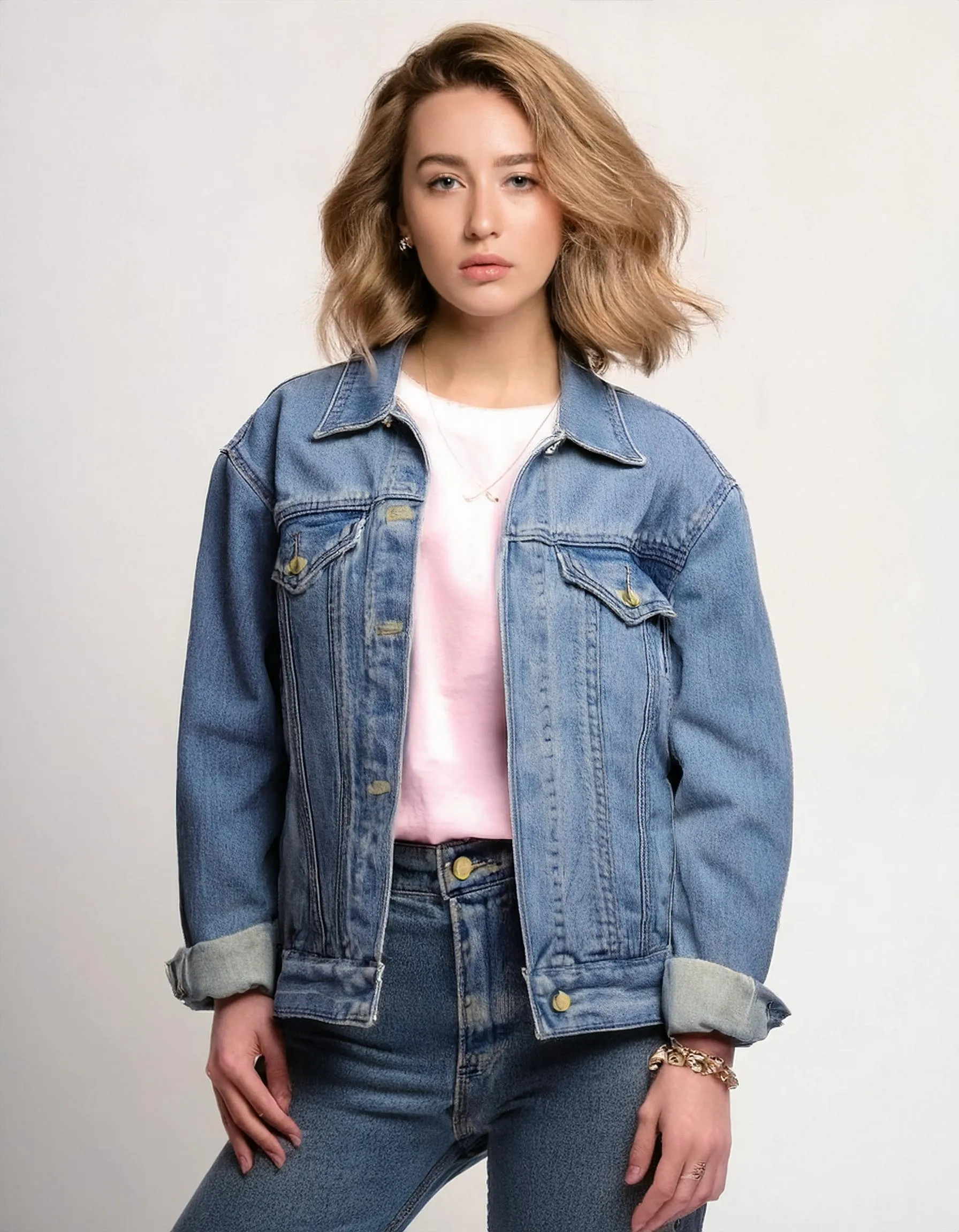 Vintage-Style Blue Denim Jacket