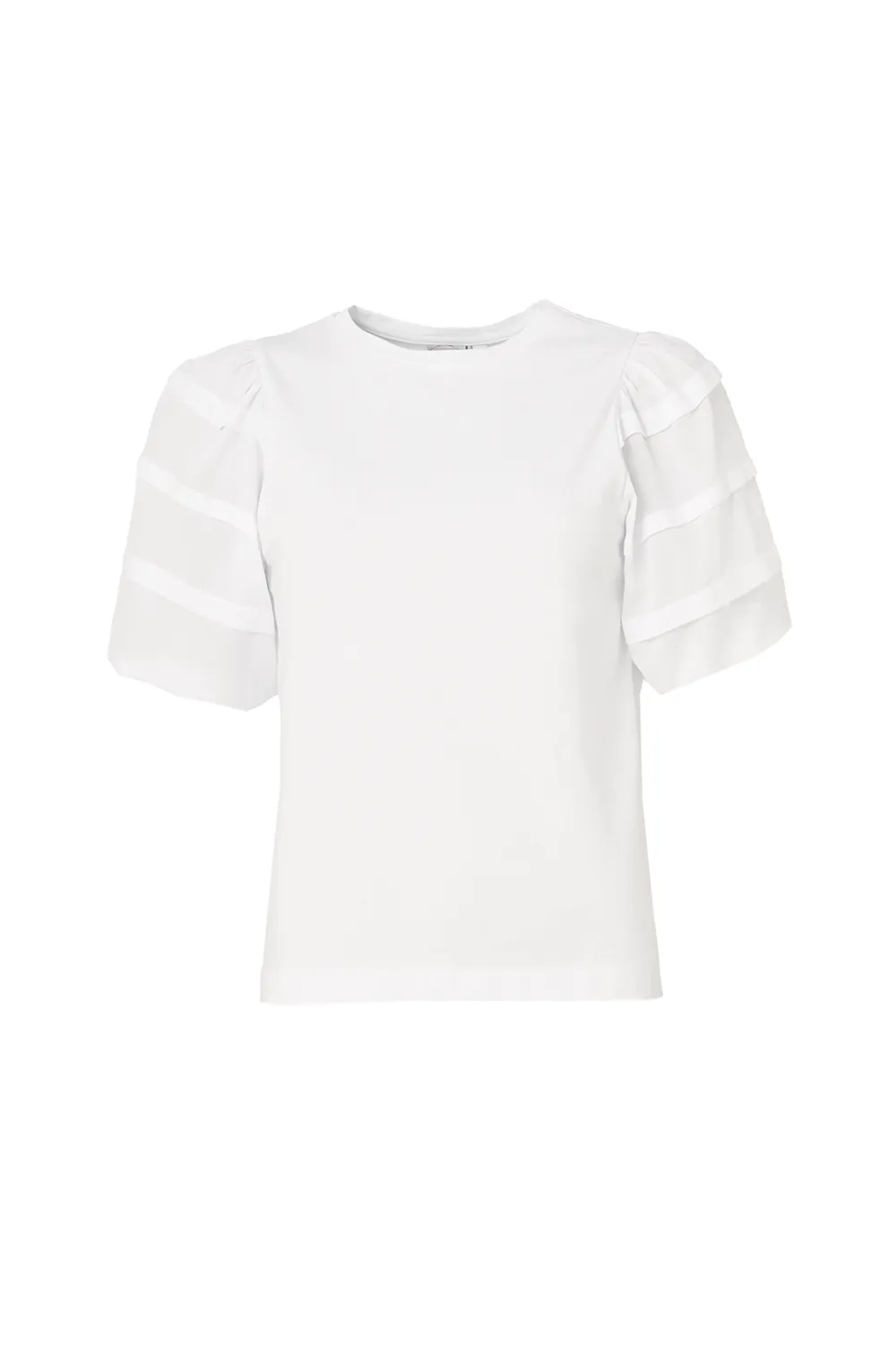 White Pintuck Sleeve T-Shirt