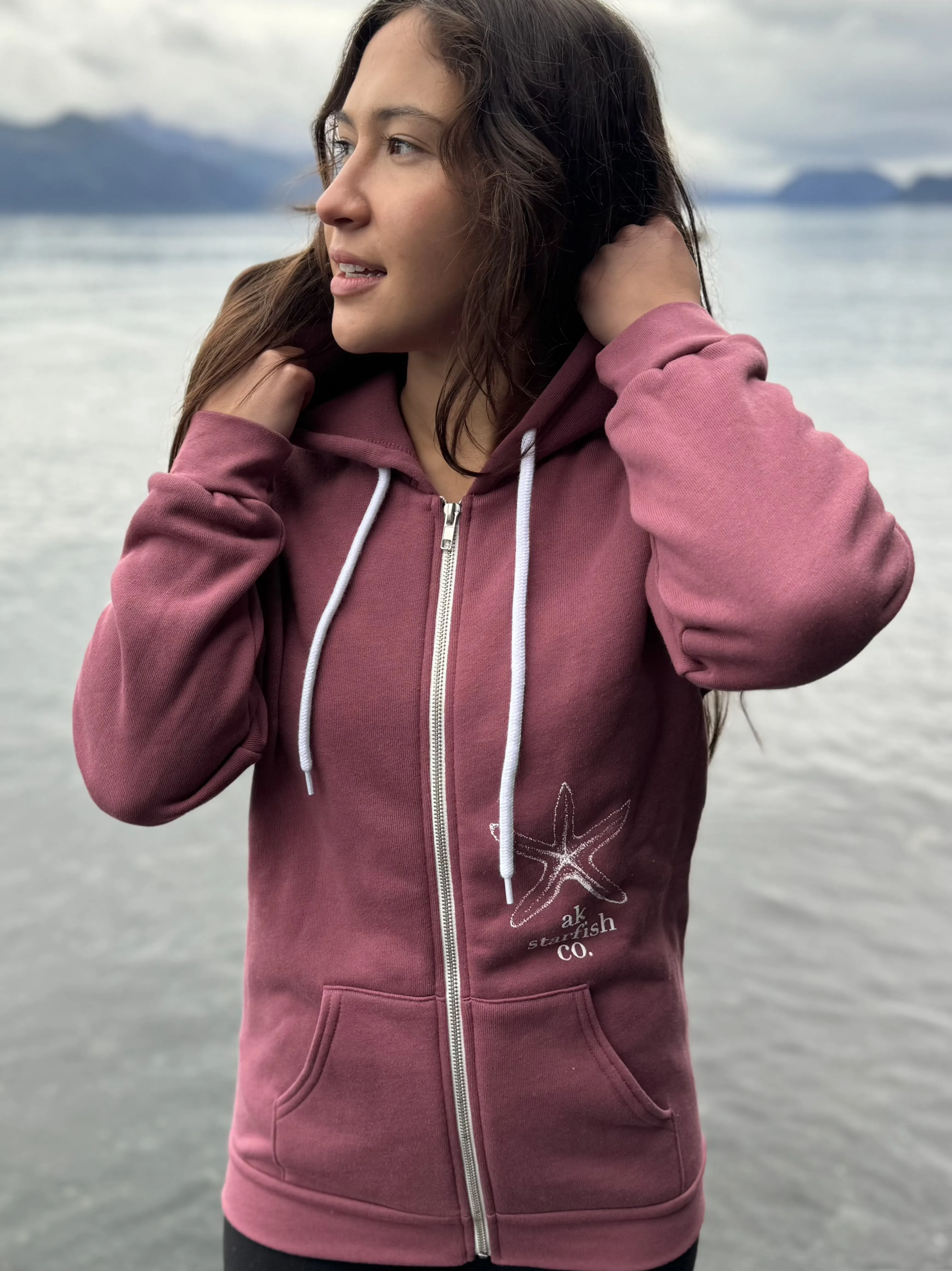 Wild Rose AK Starfish Co. 50/50 Zipped Hoody $69.00