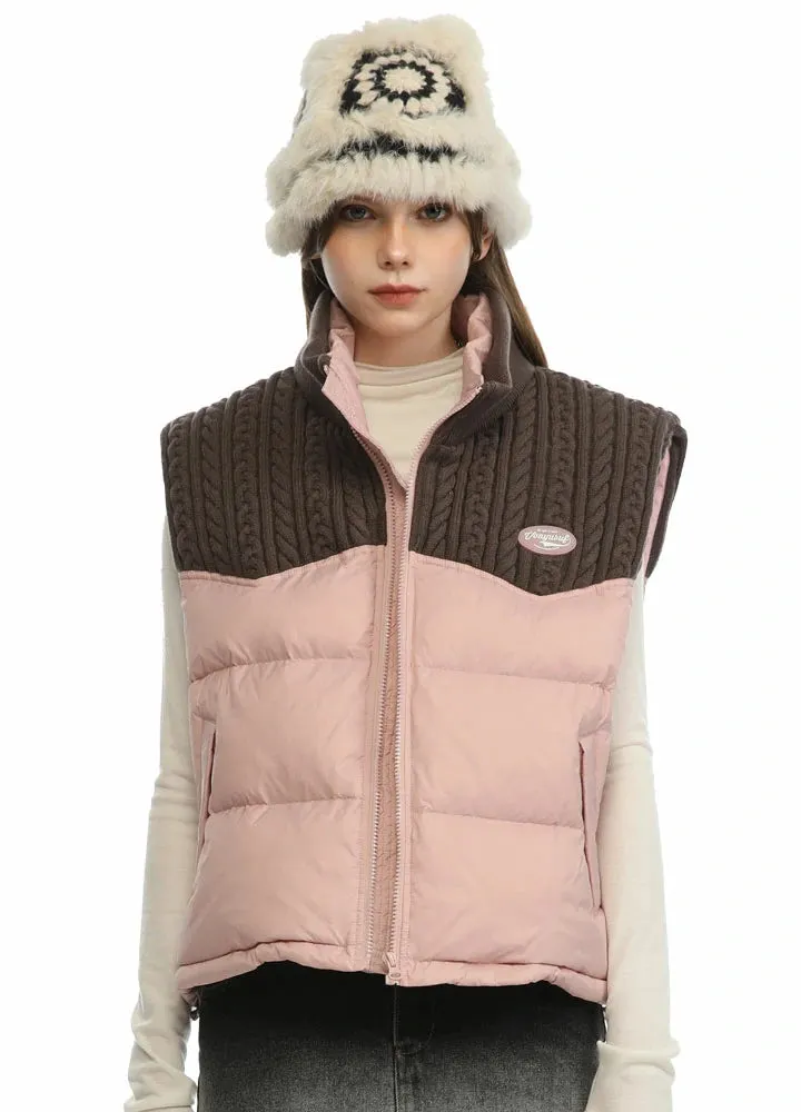 Women's ColorBlock Puffer Jacket Vest,Relaxed Fit