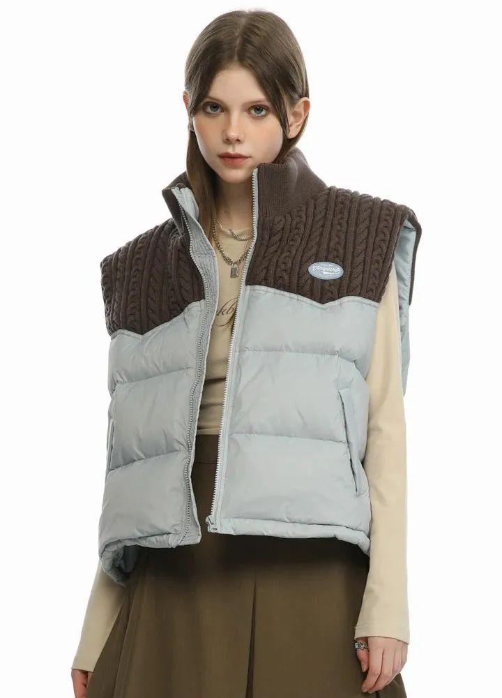 Women's ColorBlock Puffer Jacket Vest,Relaxed Fit