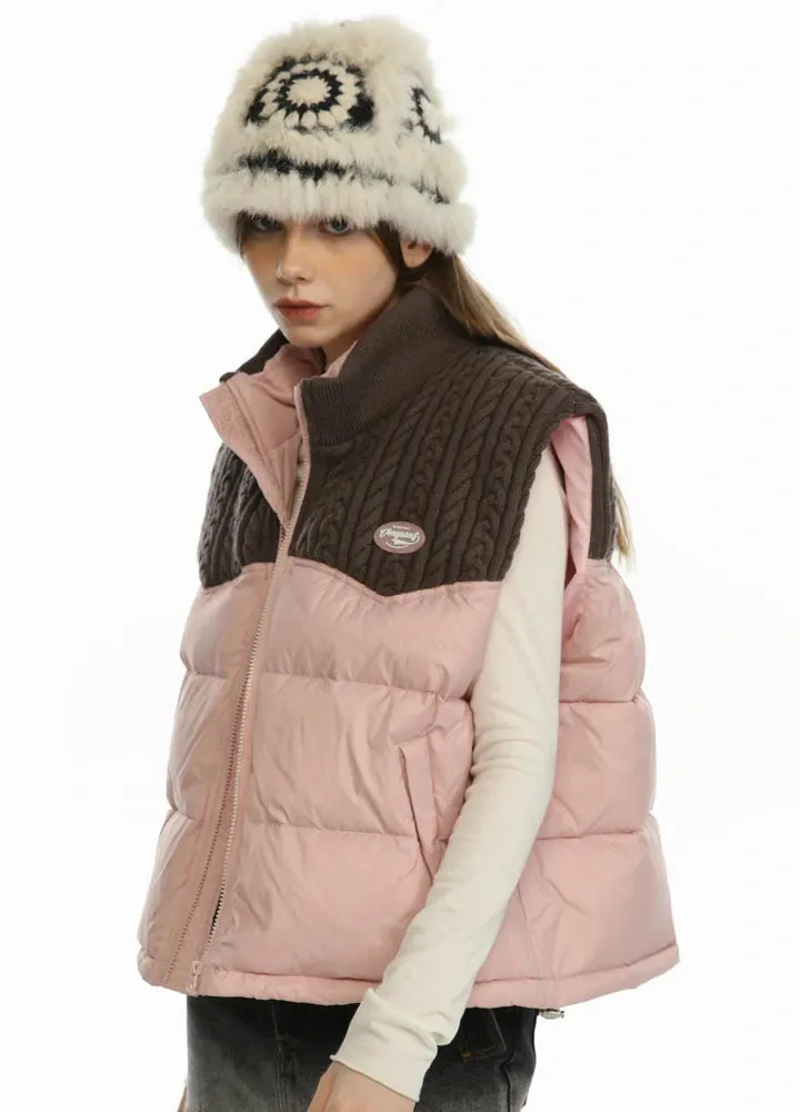 Women's ColorBlock Puffer Jacket Vest,Relaxed Fit