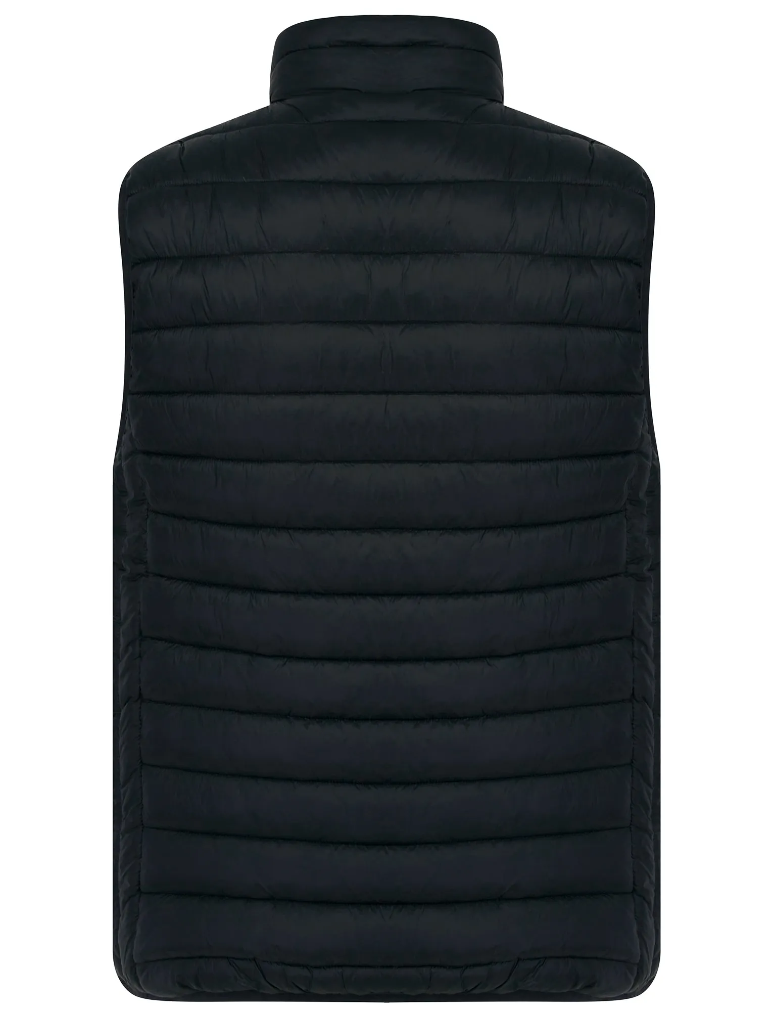 Yellin 2 Quilted Puffer Gilet with Fleece Lined Collar in Jet Black / Burgundy - Tokyo Laundry